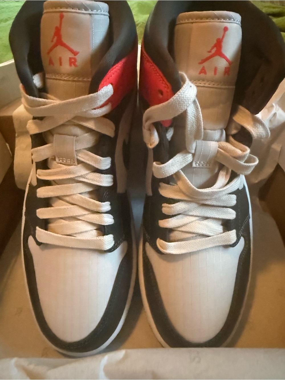 Jordan Women’s High-Top Sneakers — White / Black / Red Accent